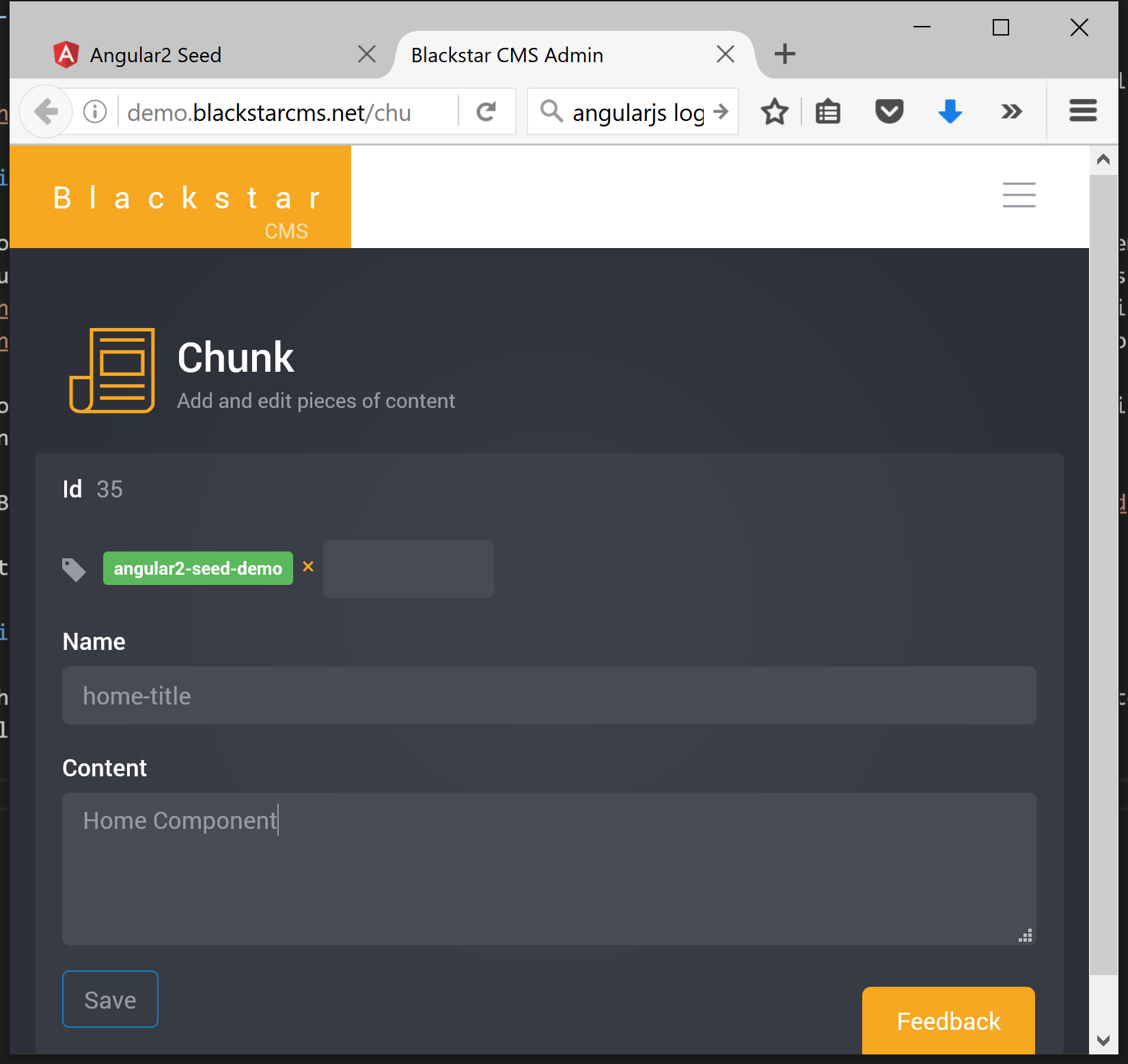 Blackstar CMS Edit Page