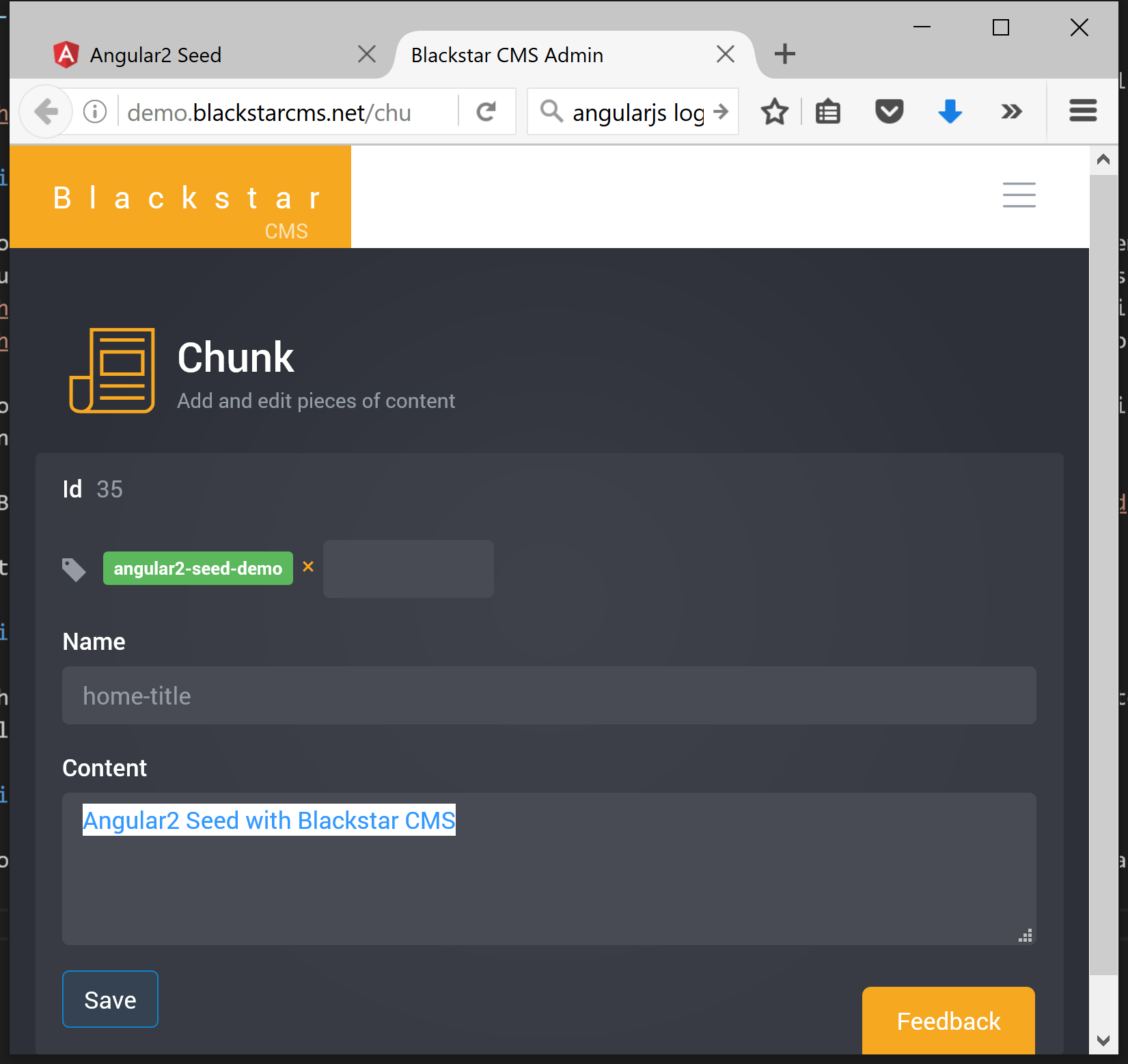 Blackstar CMS Edit Page