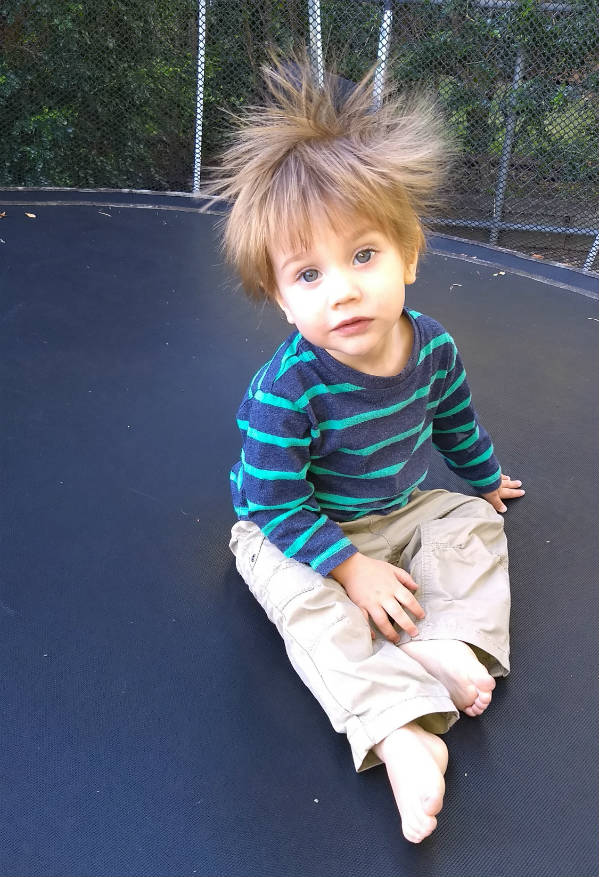 Hugo on trampoline