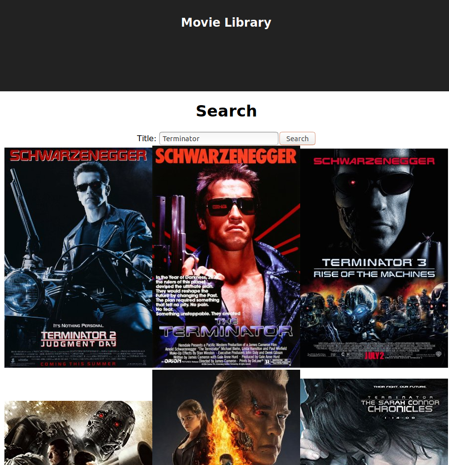Movie library search terminator